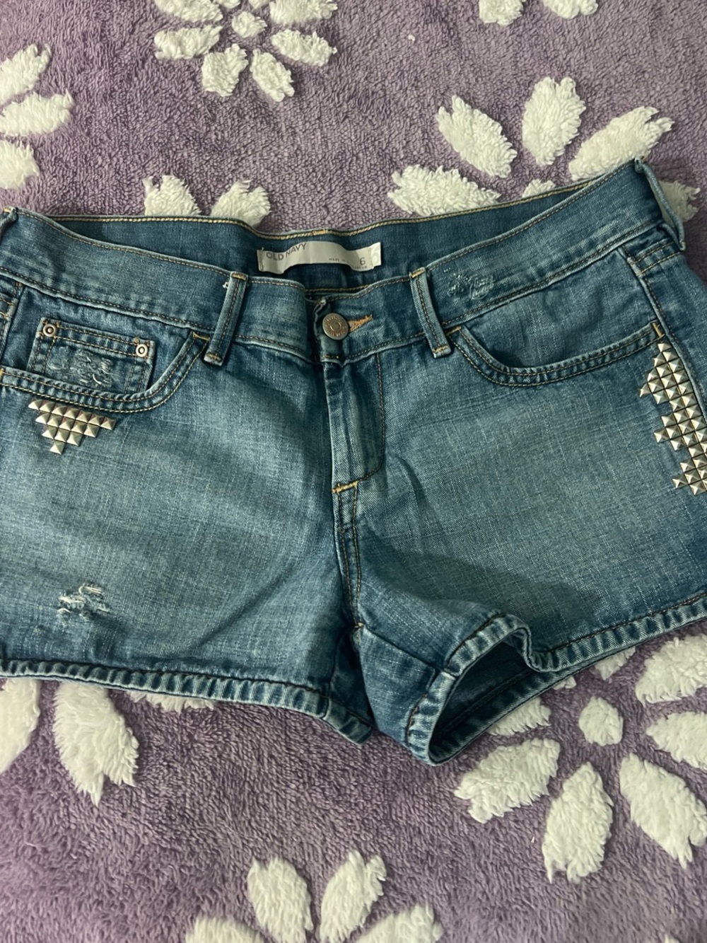 Old Navy Blue Studded Denim Jean Shorts
